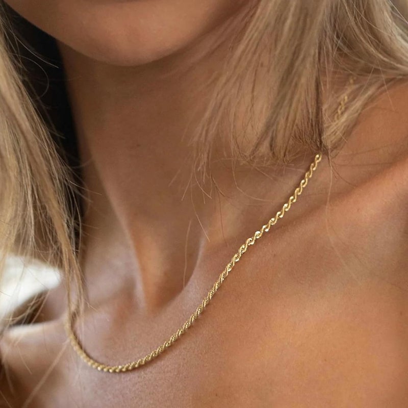 Dodder Store Gold Layered Necklaces for Women, 14K Gold Plated Dainty Gold Chain Choker Necklace Stack, Herringbone Gold Necklaces Set - Image 4